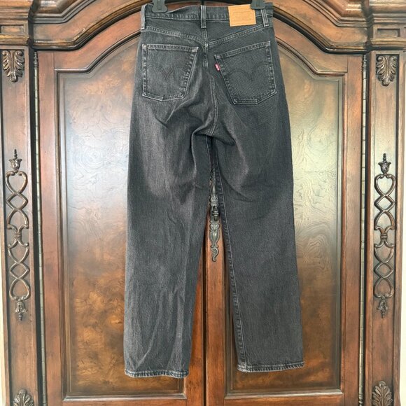 Levi's Ribcage Straight Ankle Jeans - Washed Black-Size 26 - Picture 5 of 9